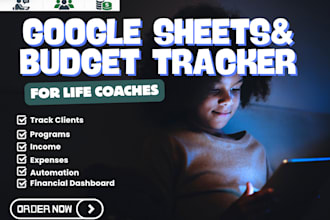 create google sheets budget tracker plannerfor life coaches clients and programs