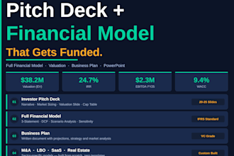 create investor pitch deck with financial model and projections