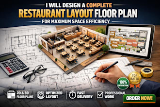 design a complete restaurant layout floor plan for maximum space