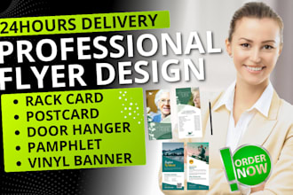 design print ready rack card, dl flyer, postcard, eddm, door hanger, brochure