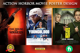 create a creative horror, action indie film poster in 1 hour