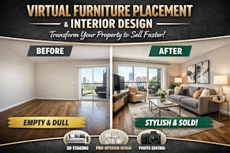 do virtual furniture placement and interior design for your property