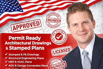 do architectural floor plan USA city permit stamp review mep draftsman blueprint