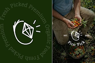 create hand drawn organic logo for your brand