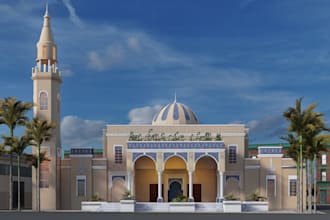 design mosque architecture interior and exterior 3d rendering