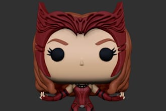 sketch to 3dprintable funko pop,warrior,3d resin toy model,stl vinyl toys,kawaii