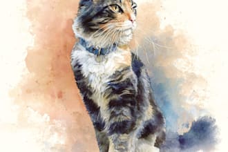 draw a custom watercolor pet portrait or pet painting