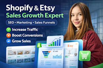 boost shopify store sales, esty promotion shopify marketing sales funnel and ads