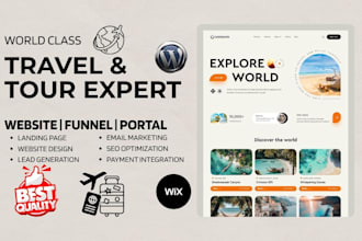 build travel and tour website agency create travel booking do tour landing page