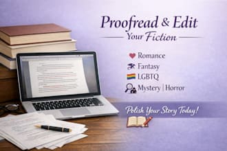 write proofread edit fiction romance fantasy erotic lgtbq mystery horror books