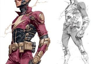 create your mecha or superhero character drawing