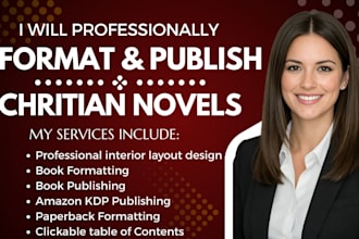 format and publish christian ebook, novels, journal for amazon kdp publishing