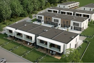 visualize 3d architectural building, residential exterior, cgi apartment render