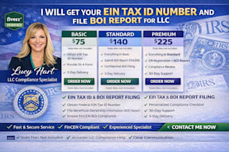 get ein tax id number and file boi report for llc, do msb registration fincen