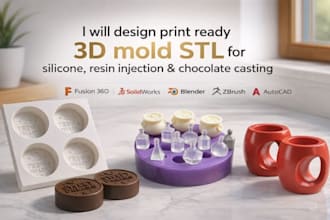 design print ready 3d mold stl for silicone resin injection chocolate casting