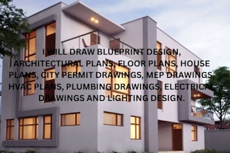 redraw architectural blueprint and floor plan in autocad