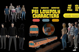3d retro ps1 model, ps1 character, lowpoly model, ps1 vtuber, psx y2k n64 model
