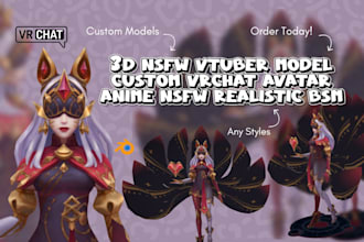 custom 3d vrchat, furry nsfw rig, vr character unity, vrchat vrc avatar, facerig