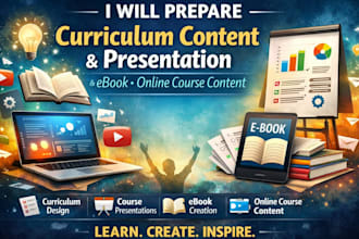 prepare curriculum content and presentation, ebook online course content