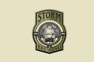 design super storm brewing beer bar logo