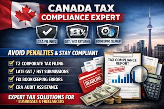 handle canada tax compliance, cra filing, gst hst returns , bookkeeping cleanup