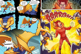 draw custom cartoon and comic book illustration, graphic novel, comic art