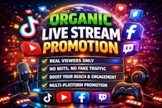 promote twitch channel, kick promotion for real viewers for affiliate n partner