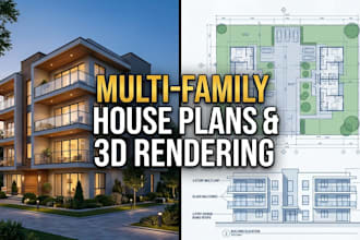 design 3d apartment building exterior rendering, multi family housing