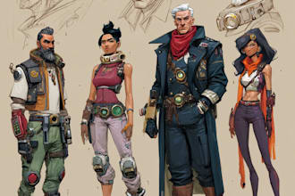 create scifi, fantasy, superhero character design