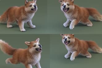 realistic 3d dog model pet replica animal xgen hair creature stl for 3d printing