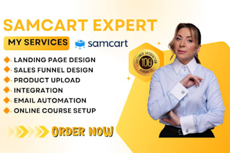 design samcart website, thrivecart, samcart course sales funnel landing pages