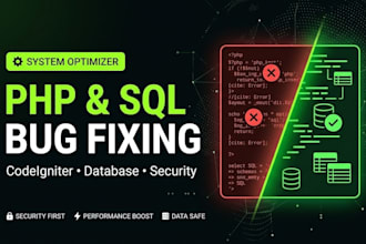 fix complex PHP bugs optimize sql databases secure your code