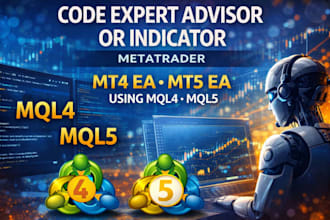 code custom expert advisor or indicator in metatrader, mt4, mt5 using mql4 mql5