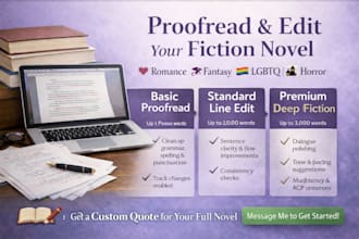 line edit and proofread your romance, fantasy, lgbtq, mystery, and horror book