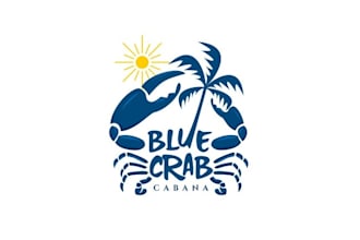 design artwork blue crab cabana logo