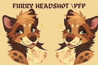 draw your furry headshot furry icon fursona character chibi furry pfp