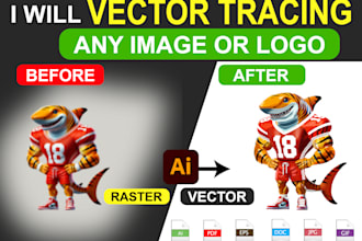 manually vector trace logo, image to vector, high quality