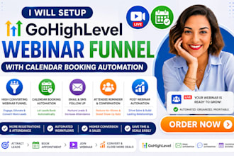 setup gohighlevel webinar funnel with calendar booking automation