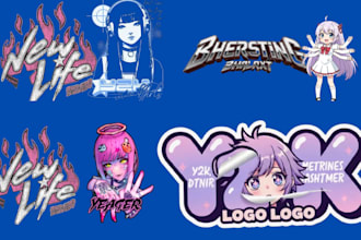design logo y2k grunge edgy streetwear anime clothing brand