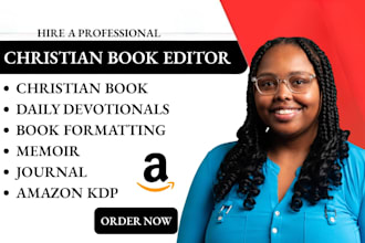 christian book editing proofreading formatting memoir journal devotional editor