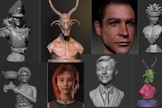 sculpt realistic 3d head model bust 3d face model statues zbrush for 3d printing
