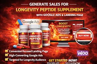 generate sales for longevity peptide supplement with google ads and landing page