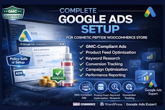 run google ads setup for cosmetic peptide woocommerce store