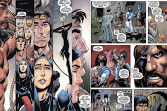 create a faith and inspired manga art about jesus crucification and resurrection