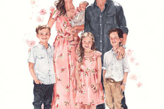 create a watercolor family portrait