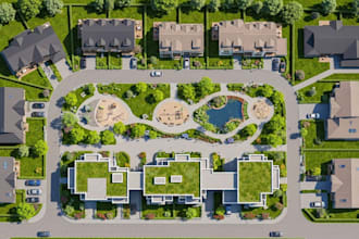 architectural 3d site plan render for real estate property