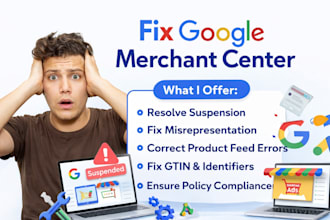 fix google merchant center suspension policy violations misrepresentation issues