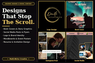 design stunning social media posts, book covers, flyers etc