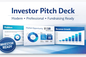 design a modern startup pitch deck presentation for investors and funding