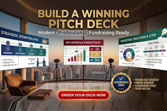 design a modern startup pitch deck presentation for investors and funding